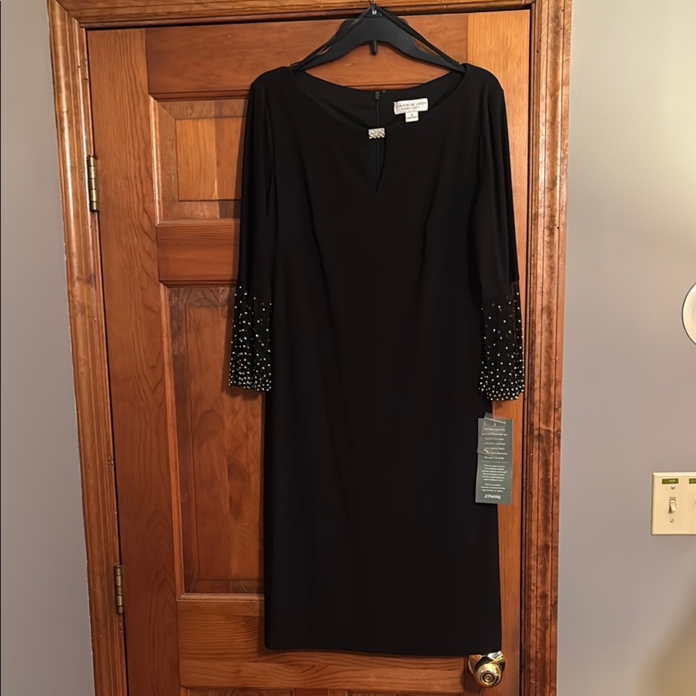 Black Dress with Pearl Accents